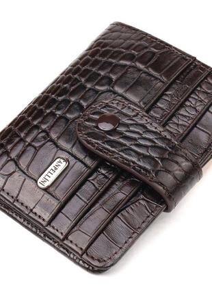 Интересный кошелек для мужчин из натуральной кожи с тиснением под крокодила canpellini 21689 коричневый
