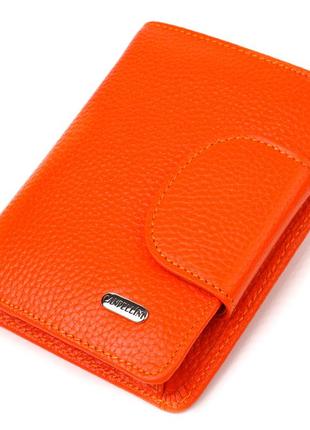 Унікальний вертикальний гаманець із натуральної шкіри canpellini 21680 жовтогарячий