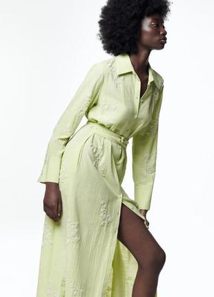 Zara льняное платье-рубашка вишивка лимитированная серия2 фото