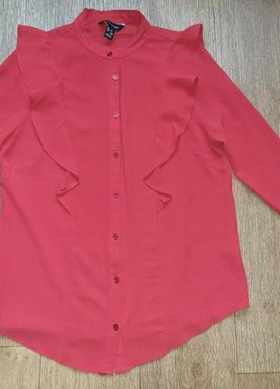 Блуза червона з воланами5 фото