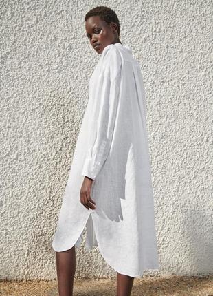 Zara платье рубашка льняная белая оригинал3 фото