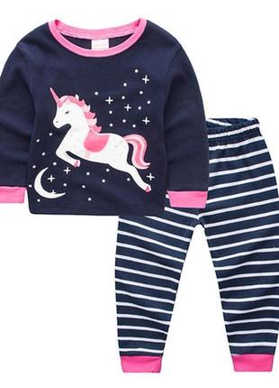 Пижама костюм для дома коттон в полоску единорог