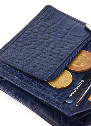 Необычное мужское портмоне из натуральной фактурной кожи canpellini 21499 синее5 фото