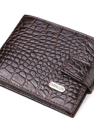 Оригінальний чоловічий гаманець із натуральної фактурної шкіри canpellini 21513 коричневий