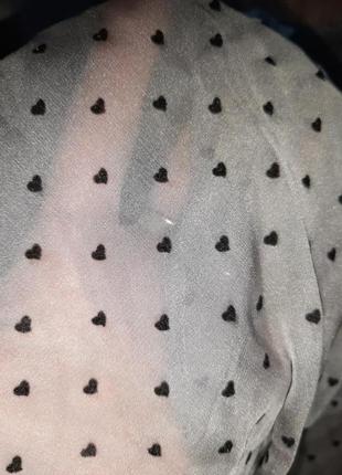 Блуза шифонова сіра в серденьки5 фото