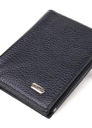 Невеликий вертикальний гаманець із натуральної шкіри canpellini 21671 чорний