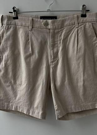 Abercrombie & fitch  linen shorts шорти лляні оригінал легкі кежуал мінімалізм класичні широкі світлі оригінал