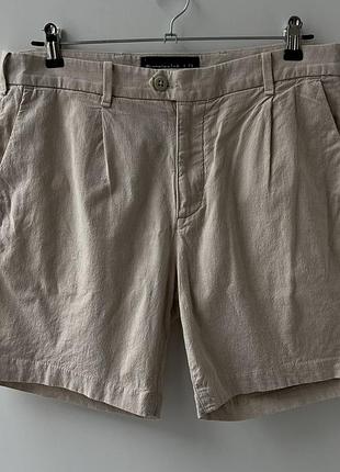 Abercrombie & fitch linen shorts шорты льняные оригинал легкие кэжуализм минимализм классические широкие светлые оригинал