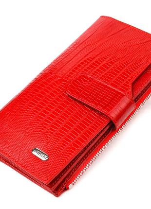 Гарний жіночий гаманець із натуральної фактурної шкіри canpellini 21646 червоний