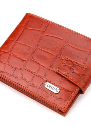 Чоловічий невеликий гаманець із натуральної фактурної шкіри canpellini 21510 світло-коричневий