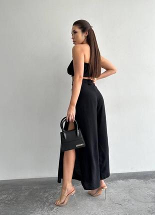 Женская черная юбка - брюки на запах + топ3 фото