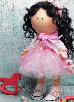 Текстильна лялька в рожевому2 фото