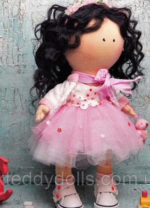 Текстильна лялька в рожевому4 фото