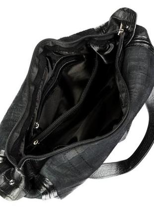 Шкіряна чорна сумка під крокодила, кольори в асортименті4 фото