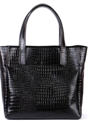 Шкіряна чорна сумка під крокодила, кольори в асортименті8 фото