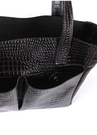 Шкіряна чорна сумка під крокодила, кольори в асортименті6 фото