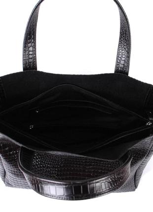 Шкіряна чорна сумка під крокодила, кольори в асортименті9 фото