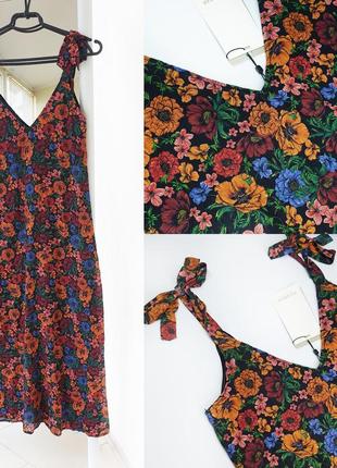 Шифоновое платье-сарафан pull &amp; bear в цветы