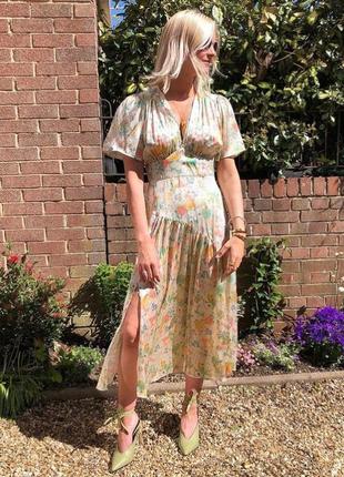 Платье topshop шикарное романтичное, с разрезом и кокеткой