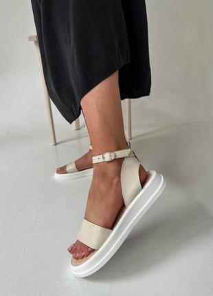 Босоножки белые бежевые натуральная кожа4 фото