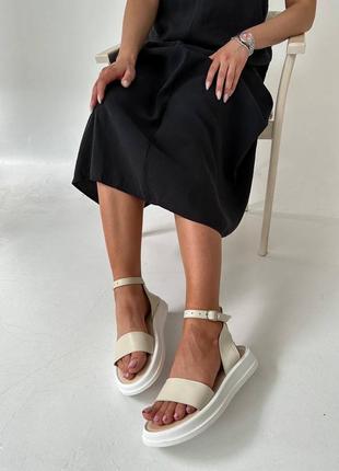 Босоножки белые бежевые натуральная кожа8 фото