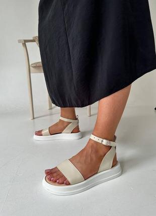 Босоножки белые бежевые натуральная кожа3 фото