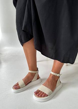 Босоножки белые бежевые натуральная кожа6 фото