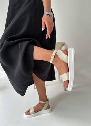 Босоножки белые бежевые натуральная кожа7 фото