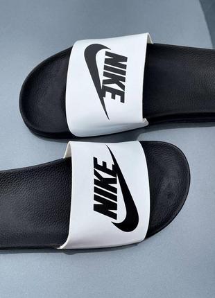 Шльопанці slippers nike black white2 фото