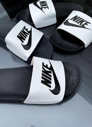 Шльопанці slippers nike black white4 фото