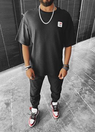 Чоловіча оверсайз футболка чорна / молодіжні футболки для чоловіків на літо