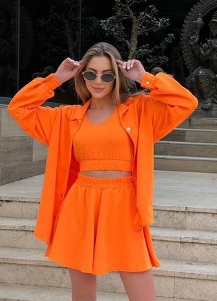 🎨 5 цветов! шикарный женский костюм тройка тройка оранжевый оранжевый оранжевый шорты топ весна лето лето2 фото