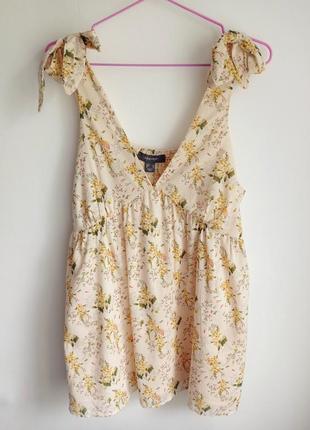 🆂🅰🅻🅴 ніжна романтична персикова майка блуза у квітковий принт,  з бантиками primark
