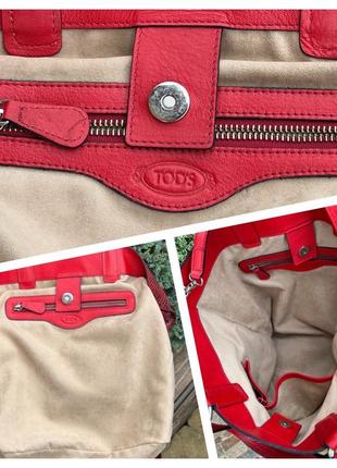 Tod’s итальялия стильная вместительная яркая сумка шоппер оригинал5 фото