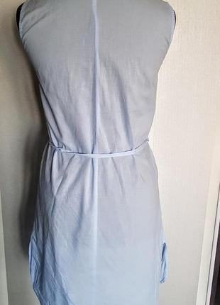 Клевое голубое платье рубашка с поясом 100% коттон3 фото