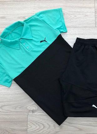 Літній костюм пума. літній костюм найк. футболка поло та шорти puma. футболка поло та...