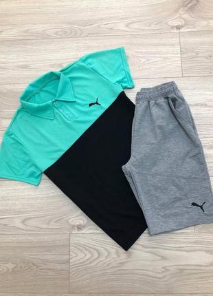 Літній костюм пума. літній костюм найк. футболка поло та шорти puma. футболка поло та...