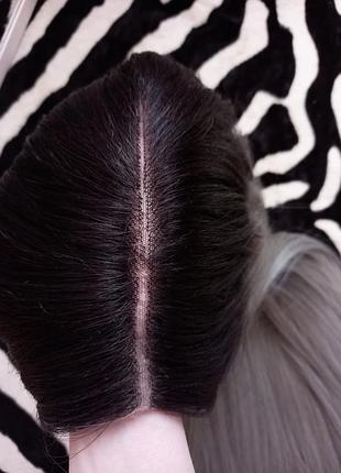 Парик на сетке lace wig пепельный блонд омбре длинный прямой