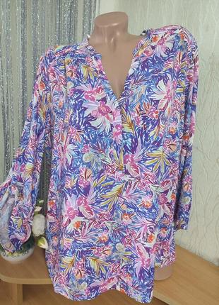 Современная яркая блуза в цветочный принт,ema blue's,l,xl1 фото