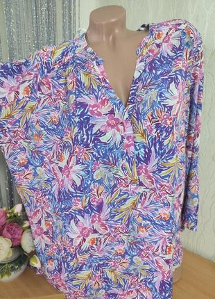 Современная яркая блуза в цветочный принт,ema blue's,l,xl6 фото