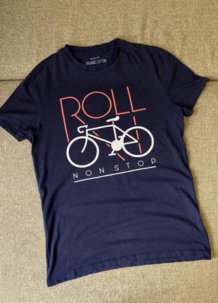 Хлопковая синяя футболка с велосипедом reserved