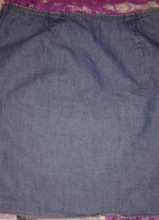 Юбка джинсовая синяя укороченая длина7 фото