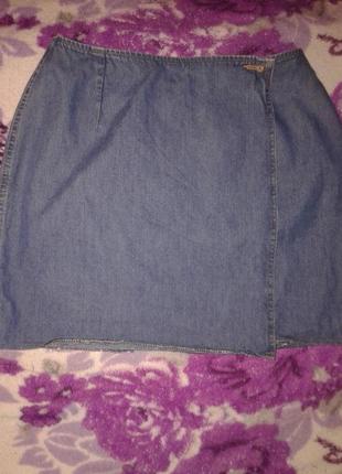 Юбка джинсовая синяя укороченая длина1 фото