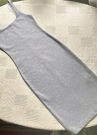 Плаття на бретелях сарафан футляр сіре міді zara s трикотажне ідеал