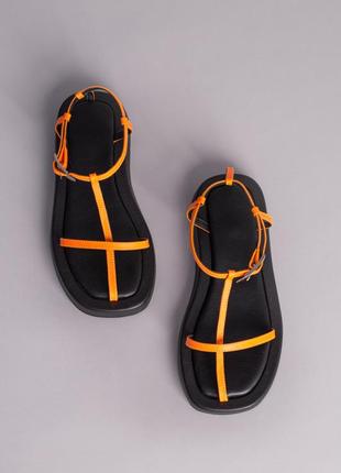 Распродажа!босоножки женские кожаные оранжевые на низком ходу 36 и 37 гг5 фото