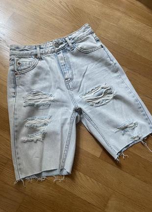 Блакитні білі шорти бриджі висока посадка 32 34 xs xxs pull bear mango zara bershka