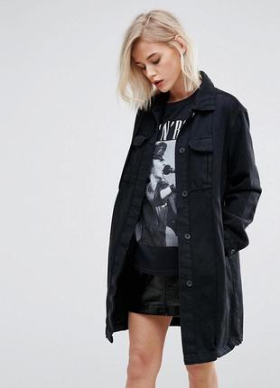 Піджак тренч джинсовий блейзер oversized подовжений pull&bear розмір s/m