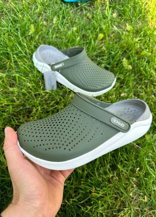 Крокси crocs literide хакі жіночі / чоловічі сабо / шльопанці
