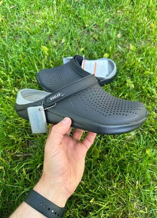 Кроксы crocs literide черные женские / мужские сабо  / шлепанцы