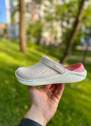 Кроксы crocs literide бежевые женские сабо  / шлепанцы10 фото